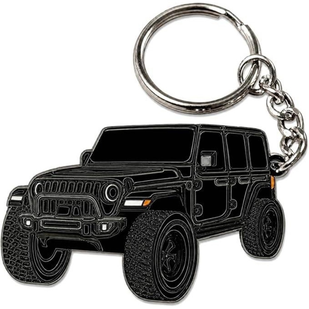 Jeep Wrangler Metal Keychain Black Enamel 4x4 Off-Road Officially Licensed New